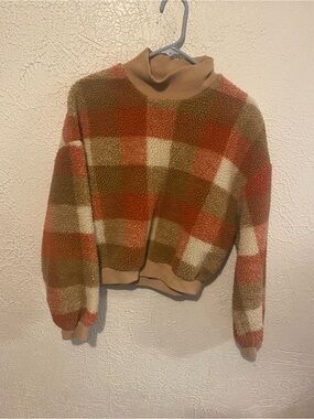 Zaful Tan & Rust Sherpa Pullover